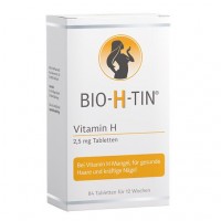 Таблетки с биотином для кожи волос ногтей BIO-H-TIN Vitamin H 2,5 mg für 12 Wochen Tabletten 84 шт Dr. Pfleger